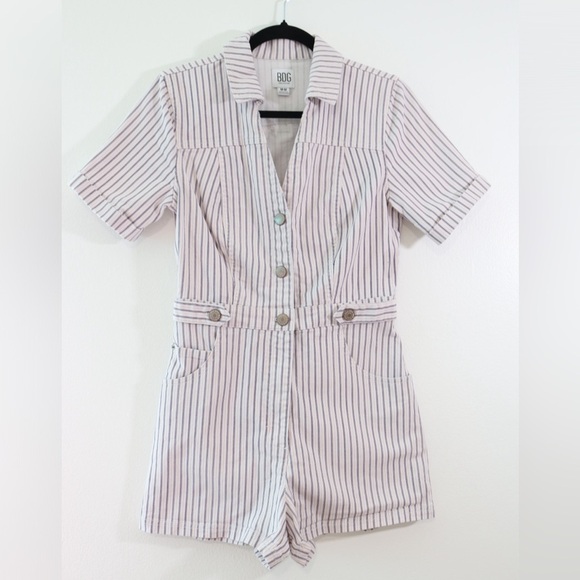 Urban Outfitters BDG Striped Romper Magritte Button-Front Shortall Coverall Sz M - Picture 7 of 11
